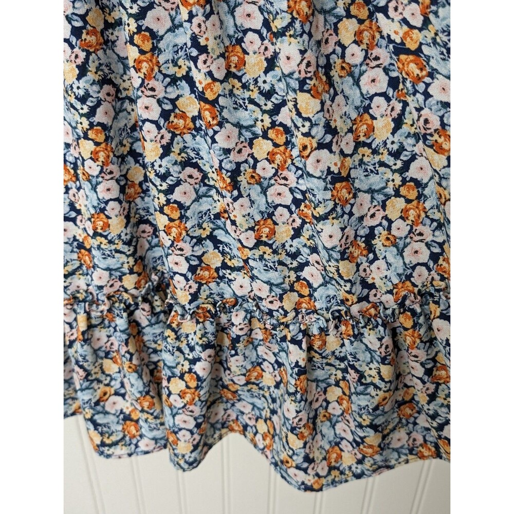 IZ Byer Floral Ruffled Collar and Bottom Tiered Dress Garden Size Small - Picture 7 of 8